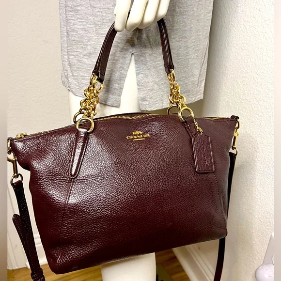 Coach Bags Coach Mini Kelsey Oxblood Pebbled Leather Satchel Poshmark